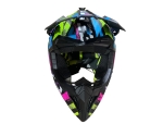 Casca copii Motocross - Enduro pentru motocicleta, ATV, bicicleta – marimea XS (47-48 cm), negru mat cu design neon multicolor