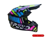 Casca copii Motocross - Enduro pentru motocicleta, ATV, bicicleta – marimea XS (47-48 cm), negru mat cu design neon multicolor