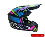 Casca copii Motocross - Enduro pentru motocicleta, ATV, bicicleta – marimea S (49-50 cm), negru mat cu design neon multicolor