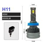 Set becuri LED H8 / H9 / H11 – 12V-24V, 60W, 6500LM, 6000K, CANBUS fara erori
