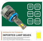 Set becuri LED H8 / H9 / H11 – 12V-24V, 60W, 6500LM, 6000K, CANBUS fara erori
