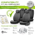 Set tapiterie luxoasa OTOM textil cu piele ecologica CORE Design – Gri cu cusatura gri, pentru scaune fata si spate