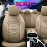 Set tapiterie luxoasa OTOM textil cu piele ecologica CORE Design – Bej cu cusatura bej, pentru scaune fata si spate