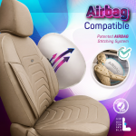 Set tapiterie luxoasa OTOM textil cu piele ecologica CORE Design – Bej cu cusatura bej, pentru scaune fata si spate