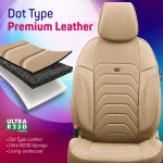 Set tapiterie luxoasa OTOM textil cu piele ecologica CORE Design – Bej cu cusatura bej, pentru scaune fata si spate