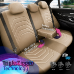 Set tapiterie luxoasa OTOM textil cu piele ecologica CORE Design – Bej cu cusatura bej, pentru scaune fata si spate