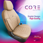 Set tapiterie luxoasa OTOM textil cu piele ecologica CORE Design – Bej cu cusatura bej, pentru scaune fata si spate