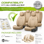 Set tapiterie luxoasa OTOM textil cu piele ecologica CORE Design – Bej cu cusatura bej, pentru scaune fata si spate