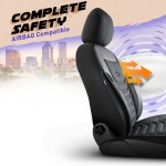Set huse universale luxoase PANDA FLORIDA – Piele ecologica si textil, Negru/Gri, Pentru scaune fata si spate