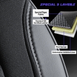 Set huse universale luxoase PANDA FLORIDA – Piele ecologica si textil, Negru/Gri, Pentru scaune fata si spate