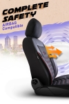 Set huse universale luxoase PANDA FLORIDA – Piele ecologica si material textil, Negru/Rosu pentru scaune