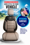 Set huse universale luxoase PANDA FLORIDA – Piele ecologica si material textil, Bej/Negru pentru scaune fata si spate