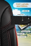 Set huse universale luxoase PANDA DRAGON – Piele ecologica si material textil, Negru/Rosu pentru scaune fata si spate