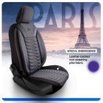 Set huse universale luxoase PANDA PARIS – Piele ecologica si material textil, Negru/Gri pentru scaune fata si spate