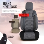 Set huse universale luxoase PANDA PARIS – Piele ecologica si material textil, Negru/Gri pentru scaune fata si spate