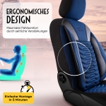 Set huse universale luxoase PANDA PARIS – Piele ecologica si material textil, Albastru/Negru pentru scaune fata si spate