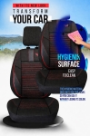 Set huse universale luxoase PANDA DETROIT – Piele ecologica si material textil, Negru/Rosu pentru scaune fata si spate