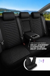 Set huse universale luxoase PANDA DETROIT – Piele ecologica si material textil, Gri Inchis pentru scaune fata si spate