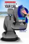 Set huse universale luxoase PANDA DETROIT – Piele ecologica si material textil, Gri/Negru pentru scaune fata si spate