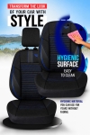 Set huse universale luxoase PANDA DETROIT – Piele ecologica si material textil, Negru/Albastru pentru scaune fata si spate