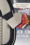 Set huse universale luxoase PANDA ENZO – Piele ecologica si material textil, Bej Deschis/Negru pentru scaune fata si spate