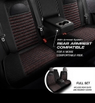 Set huse universale luxoase PANDA ENZO – Piele ecologica si material textil, Negru/Rosu pentru scaune fata si spate