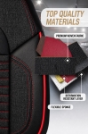 Set huse universale luxoase PANDA ENZO – Piele ecologica si material textil, Negru/Rosu pentru scaune fata si spate