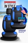 Set huse universale luxoase PANDA RODOS – Piele ecologica, Negru/Albastru pentru scaune fata si spate