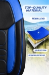 Set huse universale luxoase PANDA RODOS – Piele ecologica, Negru/Albastru pentru scaune fata si spate