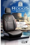 Set huse universale luxoase PANDA RODOS – Piele ecologica, Negru/Rosu pentru scaune fata si spate