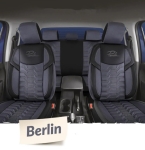 Set huse universale luxoase PANDA BERLIN – Piele ecologica si material textil, Gri inchis/Negru pentru scaune fata si spate