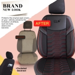 Set huse universale luxoase PANDA BERLIN – Piele ecologica si material textil, Rosu/Negru pentru scaune fata si spate