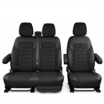 Set huse scaune premium PANDA pentru VW T5/T6/T7 2003, Piele ecologica si material textil, Negru/Gri