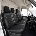 Set huse scaune premium PANDA pentru FORD TRANSIT CUSTOM MK2 2023+, Piele ecologica si material textil, Negru/Gri