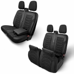 Set huse scaune premium PANDA pentru FORD TRANSIT CUSTOM MK2 2023+, Piele ecologica si material textil, Negru/Gri