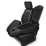 Set huse scaune premium PANDA pentru RENAULT TRAFIC III 2014+ / OPEL VIVARO B 2014-2019, Piele ecologica si material textil, Negru/Gri