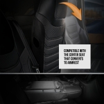 Set huse scaune premium PANDA pentru RENAULT TRAFIC III 2014+ / OPEL VIVARO B 2014-2019, Piele ecologica si material textil, Negru/Gri