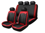 Set Complet Huse Auto Universale Premium – 9 Piese, Piele Ecologica Negru/Rosu