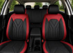 Set Complet Huse Auto Universale Premium – 9 Piese, Piele Ecologica Negru/Rosu