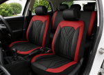 Set Complet Huse Auto Universale Premium – 9 Piese, Piele Ecologica Negru/Rosu