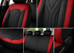 Set Complet Huse Auto Universale Premium – 9 Piese, Piele Ecologica Negru/Rosu
