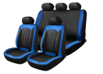 Set Complet Huse Auto Universale Premium – 9 Piese, Piele Ecologica Negru/Albastru