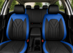 Set Complet Huse Auto Universale Premium – 9 Piese, Piele Ecologica Negru/Albastru