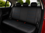 Set Complet Huse Auto Universale Premium – 9 Piese, Piele Ecologica Neagra cu Cusaturi Albastre