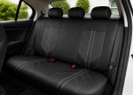 Set Complet Huse Auto Universale Premium – 9 Piese, Piele Ecologica Neagra cu Cusaturi Gri