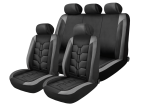 Set Complet Huse Auto Universale Premium – 9 Piese, Piele Ecologica Negru/Gri