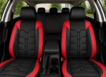 Set Complet Huse Auto Universale Premium – 9 Piese, Piele Ecologica Negru/Rosu