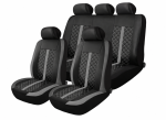 Set Complet Huse Auto Universale Premium – 9 Piese, Piele Ecologica Negru/Gri