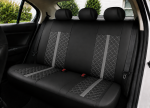 Set Complet Huse Auto Universale Premium – 9 Piese, Piele Ecologica Negru/Gri