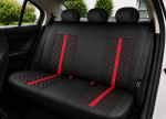 Set Complet Huse Auto Universale Premium – 9 Piese, Piele Ecologica Negru/Rosu